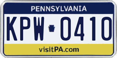 PA license plate KPW0410