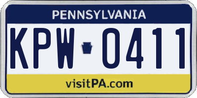 PA license plate KPW0411