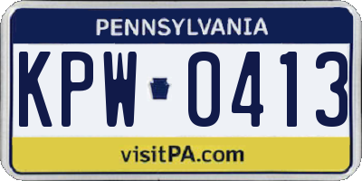 PA license plate KPW0413