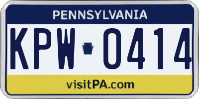 PA license plate KPW0414