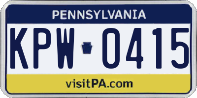 PA license plate KPW0415