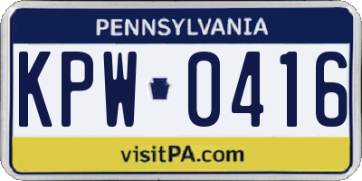 PA license plate KPW0416