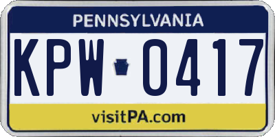 PA license plate KPW0417