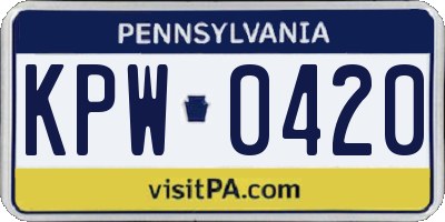 PA license plate KPW0420