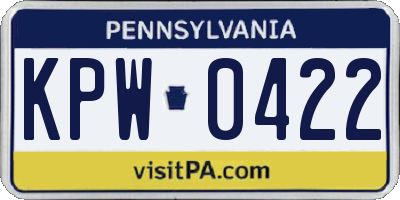 PA license plate KPW0422