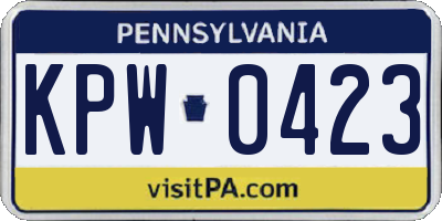 PA license plate KPW0423