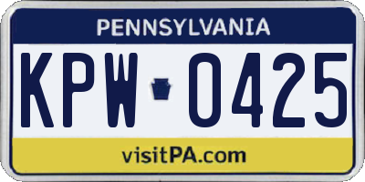 PA license plate KPW0425