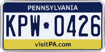 PA license plate KPW0426