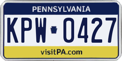 PA license plate KPW0427