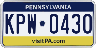 PA license plate KPW0430