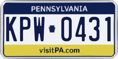 PA license plate KPW0431