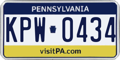 PA license plate KPW0434