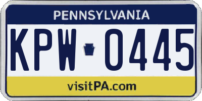 PA license plate KPW0445