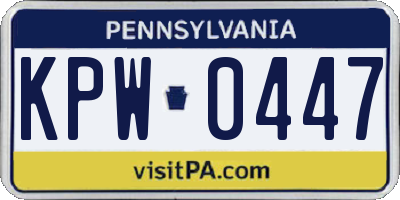 PA license plate KPW0447