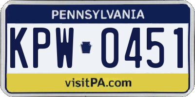 PA license plate KPW0451