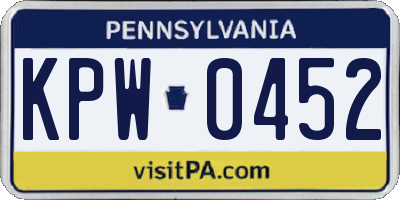 PA license plate KPW0452