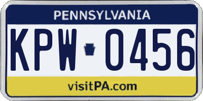 PA license plate KPW0456