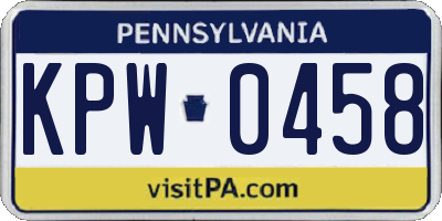 PA license plate KPW0458