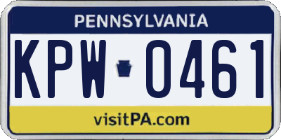 PA license plate KPW0461