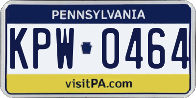 PA license plate KPW0464