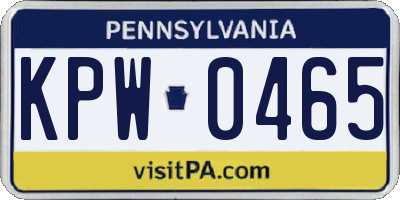 PA license plate KPW0465