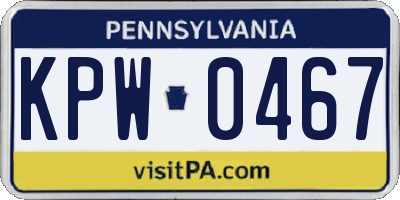 PA license plate KPW0467