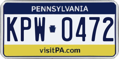 PA license plate KPW0472