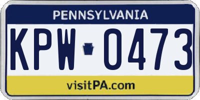 PA license plate KPW0473