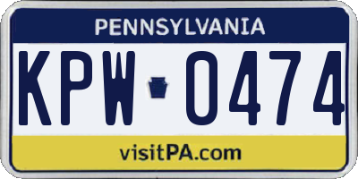 PA license plate KPW0474