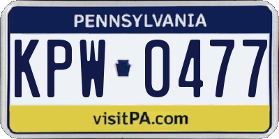 PA license plate KPW0477