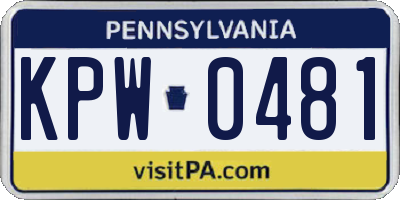 PA license plate KPW0481