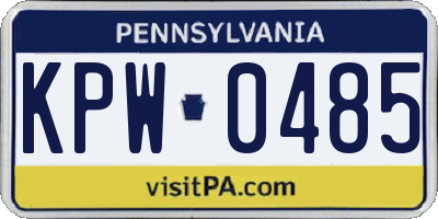 PA license plate KPW0485