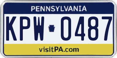 PA license plate KPW0487