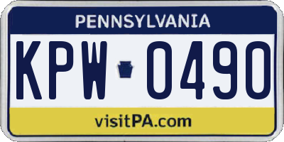 PA license plate KPW0490