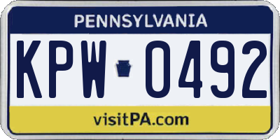 PA license plate KPW0492