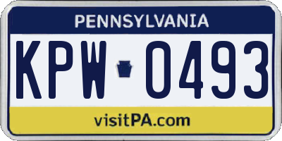 PA license plate KPW0493