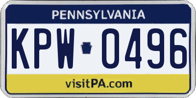 PA license plate KPW0496