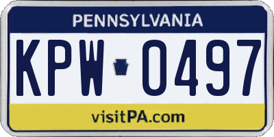 PA license plate KPW0497