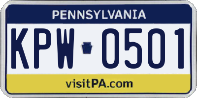 PA license plate KPW0501