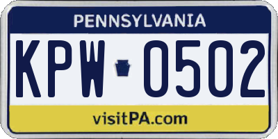 PA license plate KPW0502