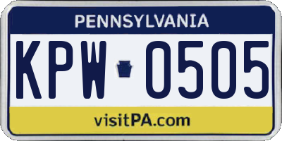 PA license plate KPW0505