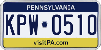 PA license plate KPW0510