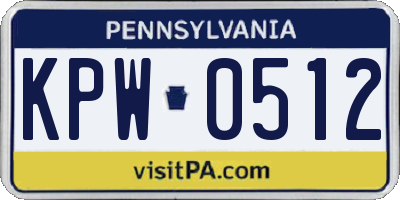PA license plate KPW0512