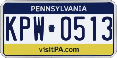 PA license plate KPW0513