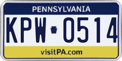 PA license plate KPW0514
