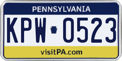 PA license plate KPW0523