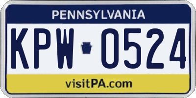 PA license plate KPW0524