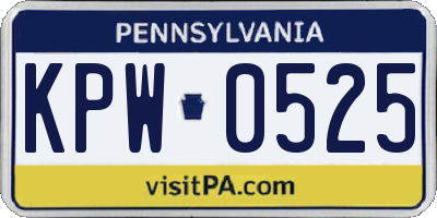 PA license plate KPW0525