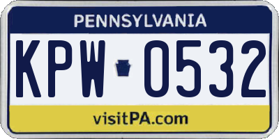 PA license plate KPW0532