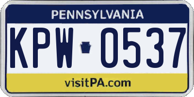 PA license plate KPW0537